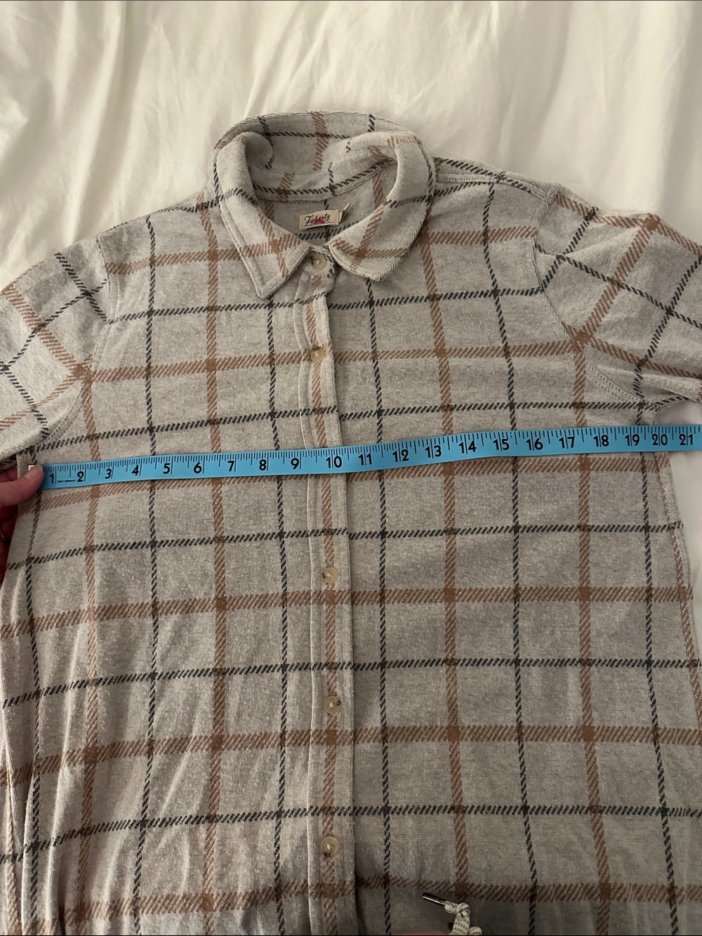Faherty Legend Sweater Dress in Cream / Grey/Tan windowpane- worn once - Medium - Picture 10 of 11